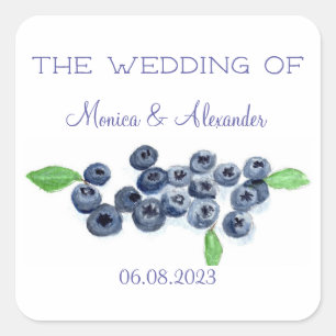 Blueberries Blueberry Fruits Wedding Party Quadratischer Aufkleber