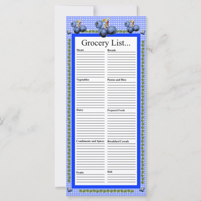 Blueberries Design Lebensmittelliste (Vorderseite)