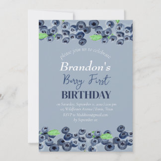 Blueberries Frucht 1. Berry Erster Geburtstag Einladung