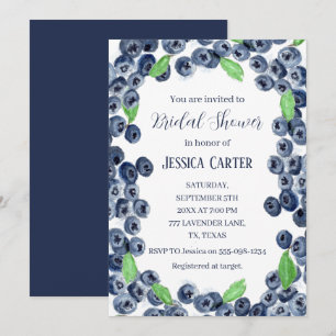 Blueberries Frucht Watercolor Boho Brautparty Einladung