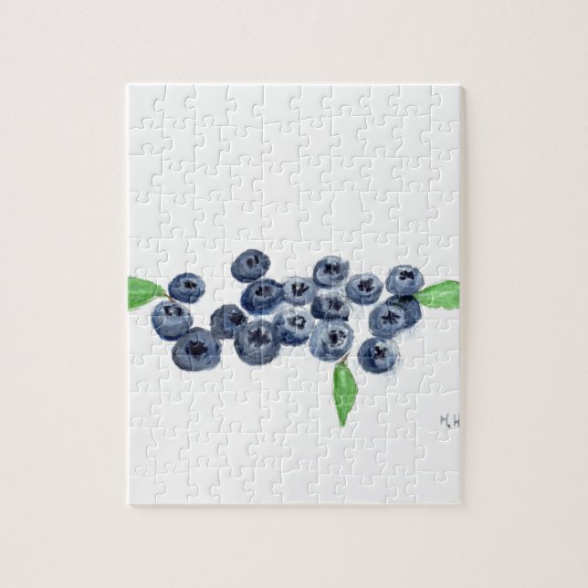 Blueberries Früchte Küche Aquarell Natur Puzzle (Vertikal)