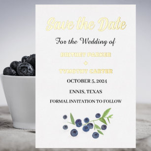 Blueberries Fruchtwasser Foto QR Code Hochzeit Folieneinladung