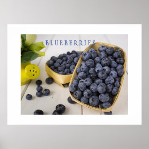 Blueberries Kitchen Art Poster