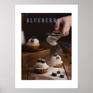 Blueberries Kitchen Art Poster