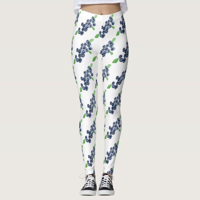Blueberries Obstfrucht Aquarellfarbe Lebensmittel  Leggings (Vorderseite)