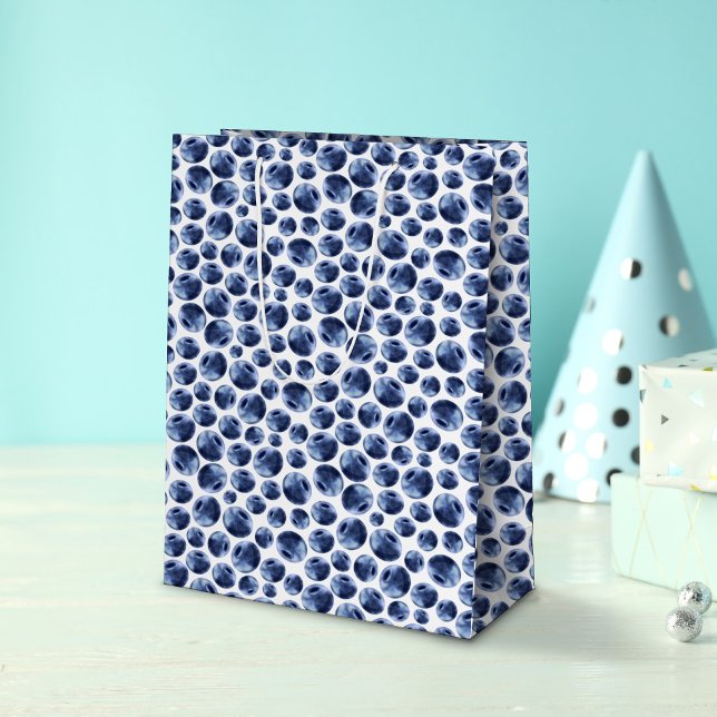 Blueberries Print Frucht Muster Mittlere Geschenktüte (Blueberry Pattern Gift Bag)