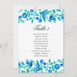Blueberries Sitzplan. Minze und blaue Hochzeit Einladung