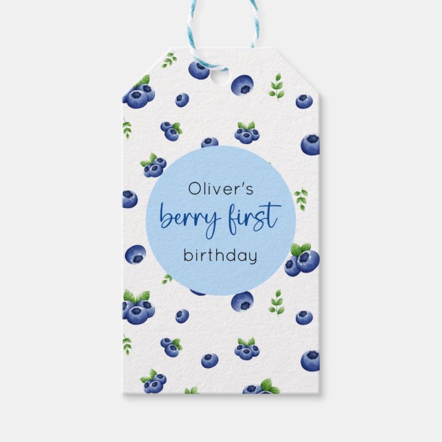 Blueberry 1. Geburtstag Berry First Geschenkanhänger (Vorderseite)