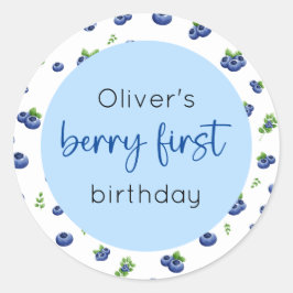Blueberry 1. Geburtstag Berry First Runder Aufkleber