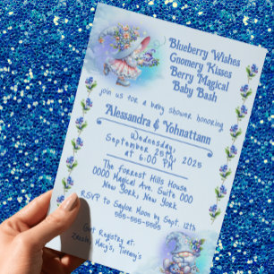 Blueberry and Gnomes Baby Shower Einladung