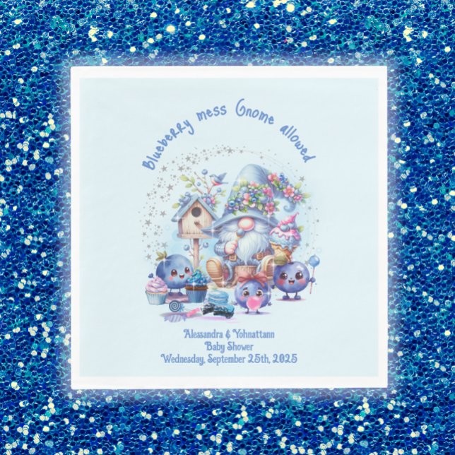 Blueberry and Gnomes Baby Showpaper Napkin Serviette (Von Creator hochgeladen)