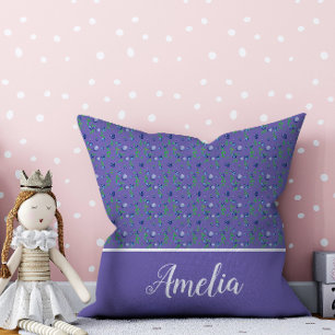 Blueberry Aquarellmuster Name periwinkle blau Kissen