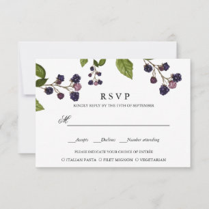 BlueBerry AUSWAHL DER RSVP - MAHLZEITEN Karte