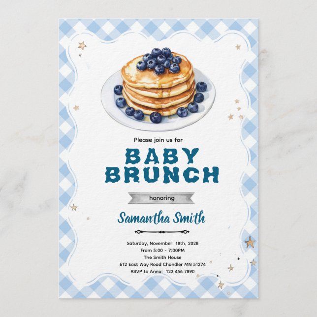 Blueberry Baby Brunch Baby Shower Invitation Einladung (Vorderseite)