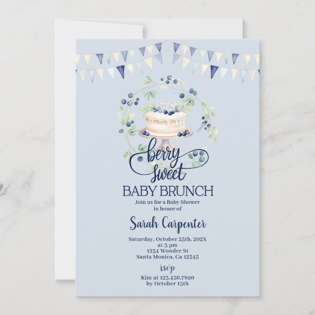 Blueberry Baby Brunch Babydusche Einladung (Vorderseite)