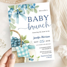Blueberry Baby Brunch Boy Bow & Bottle Baby Shower