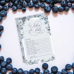 Blueberry Baby Dusche Wünsche für Babykarte
