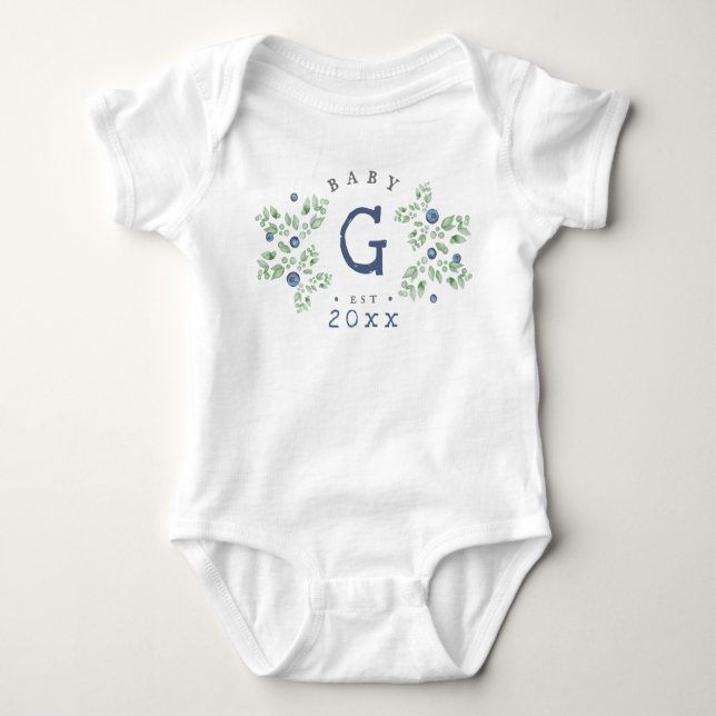 Blueberry Baby Monogram Baby Bodysuit Baby Strampler (Vorderseite)