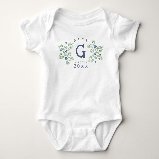 Blueberry Baby Monogram Baby Bodysuit Strampler (Vorderseite)
