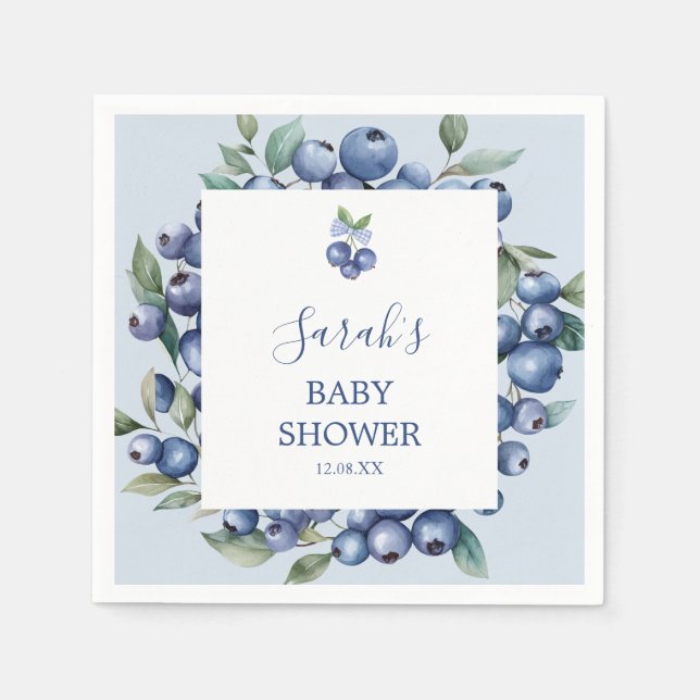 Blueberry Baby Shower Napkins Serviette (Vorderseite)