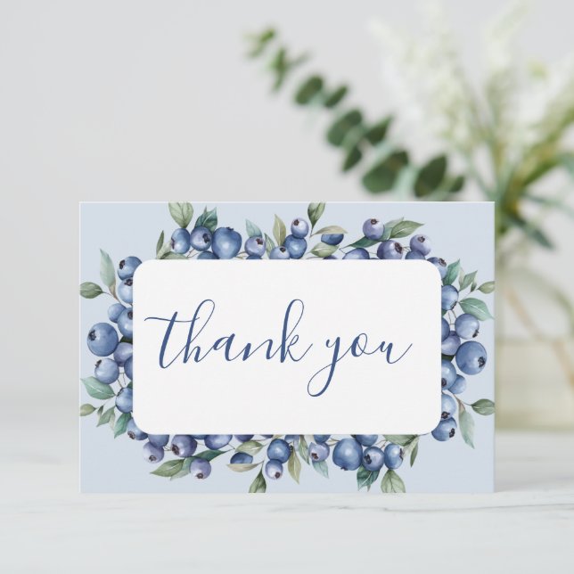 Blueberry Baby Shower Thank You Mitteilungskarte (Stehend Vorderseite)
