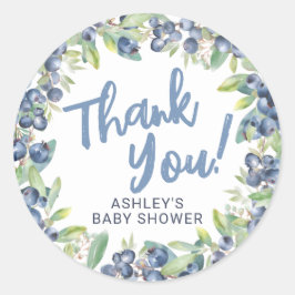 Blueberry Baby Shower Thank You Runder Aufkleber