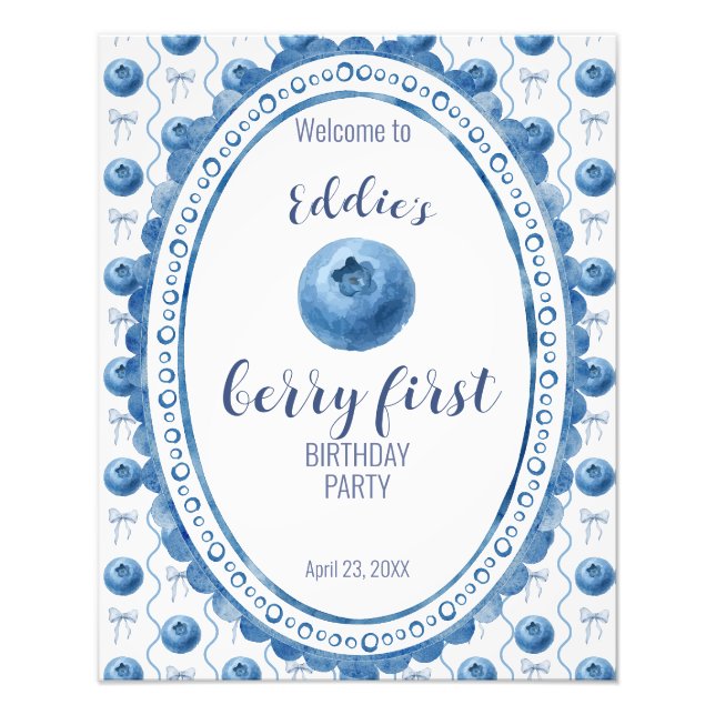 Blueberry Baby's Berry First 1st Birthday Party Fotodruck (Vorne)