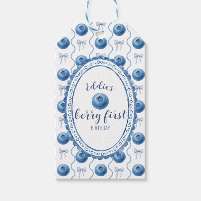 Blueberry Baby's Berry First 1st Birthday Party Geschenkanhänger (Vorderseite)