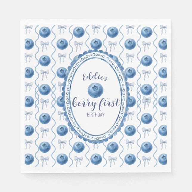 Blueberry Baby's Berry First 1st Birthday Party Serviette (Vorderseite)
