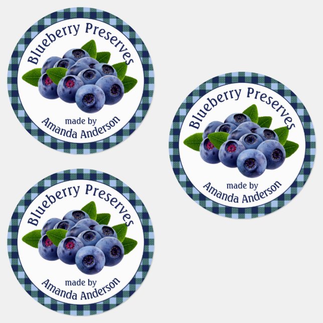 Blueberry behält Kariertes Circle Food Label bei Etiketten (Gruppe)