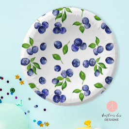 Blueberry Berry Erster Geburtstag Wasserfarbmuster Pappteller