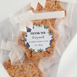 Blueberry Berry Sweet 1. Geburtstag Danke Tags Runder Aufkleber