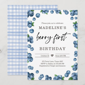 Blueberry Berry Sweet 1. Geburtstag Einladung