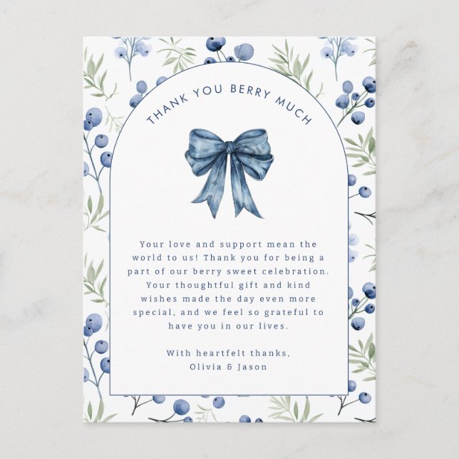 Blueberry Berry Sweet Baby Danke Postcard Postkarte (Vorderseite)