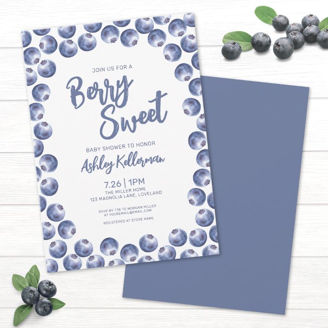 Blueberry Berry Sweet Baby Dusche Einladung (Blueberry Berry Sweet Baby Shower Invitation)