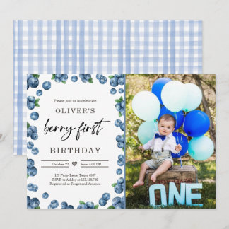 Blueberry Berry Sweet Erster Geburtstag Einladung