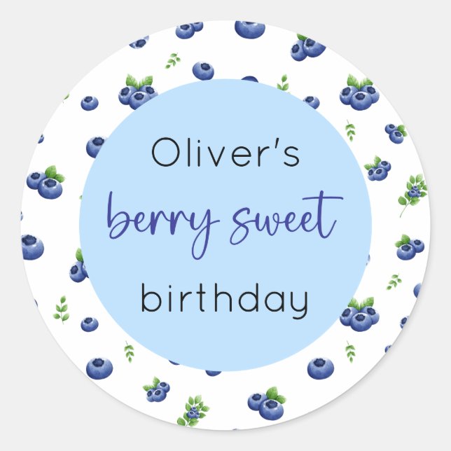 Blueberry Birthday Berry Sweet Runder Aufkleber (Vorderseite)