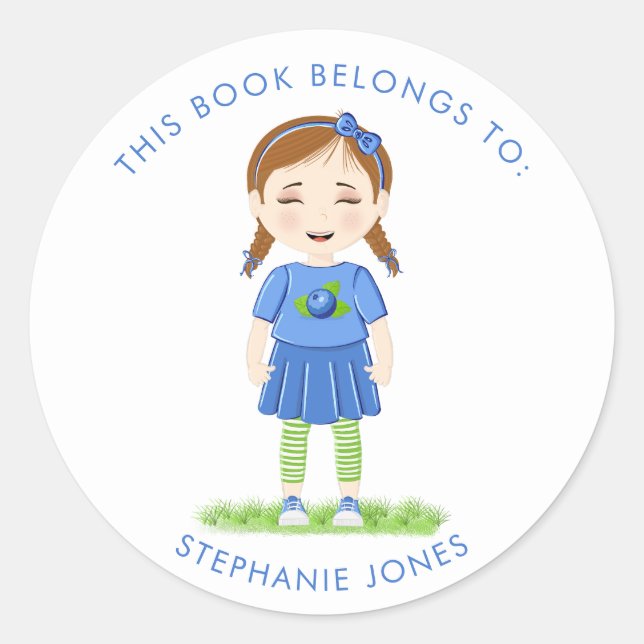 Blueberry Birthday Dieses Buch gehört Runder Aufkleber (Vorderseite)