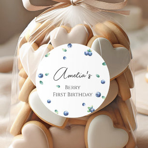 Blueberry Birthday Party Berry Sweet Watercolor Runder Aufkleber