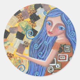 Blueberry Blonde Goddess, Round Sticker