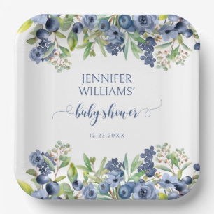 Blueberry Blues Baby Boy Dusche Papier Teller