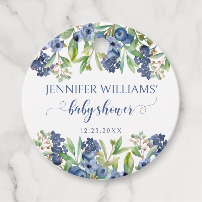 Blueberry Blues Baby Duschgeschenk Anhänger (Vorderseite)