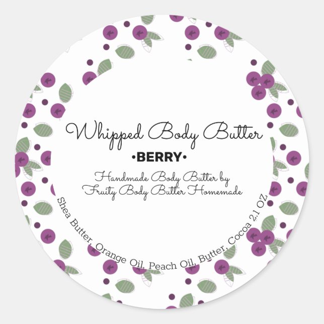 Blueberry Body Butter Bath Branding Klassische Run Runder Aufkleber (Vorderseite)