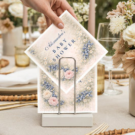 Blueberry Botanical Frame Baby Shower Serviette