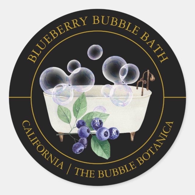 Blueberry Bubble Bath Label Runder Aufkleber (Vorderseite)