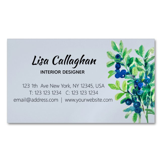 Blueberry Business Card Magnet (Vorderseite)