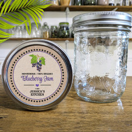Blueberry Canning Jar Kraft Papier Style Label Runder Aufkleber