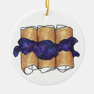 Blueberry Cheese Blintzes Jewish Deli Cuisine Keramik Ornament
