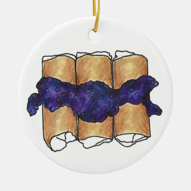 Blueberry Cheese Blintzes Jewish Deli Cuisine Keramik Ornament (Vorne)