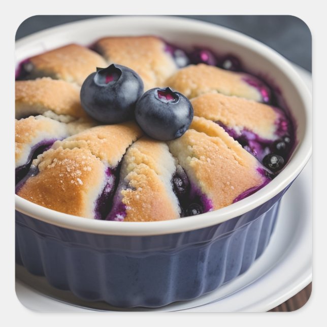 Blueberry Cobbler Quadratischer Aufkleber (Vorderseite)